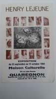 Affiche pour l'exposition <strong><em>Henry Lejeune</em></strong> , à la Maison culturelle (Quaregnon) , du 13 septembre au 15 octobre 1994.